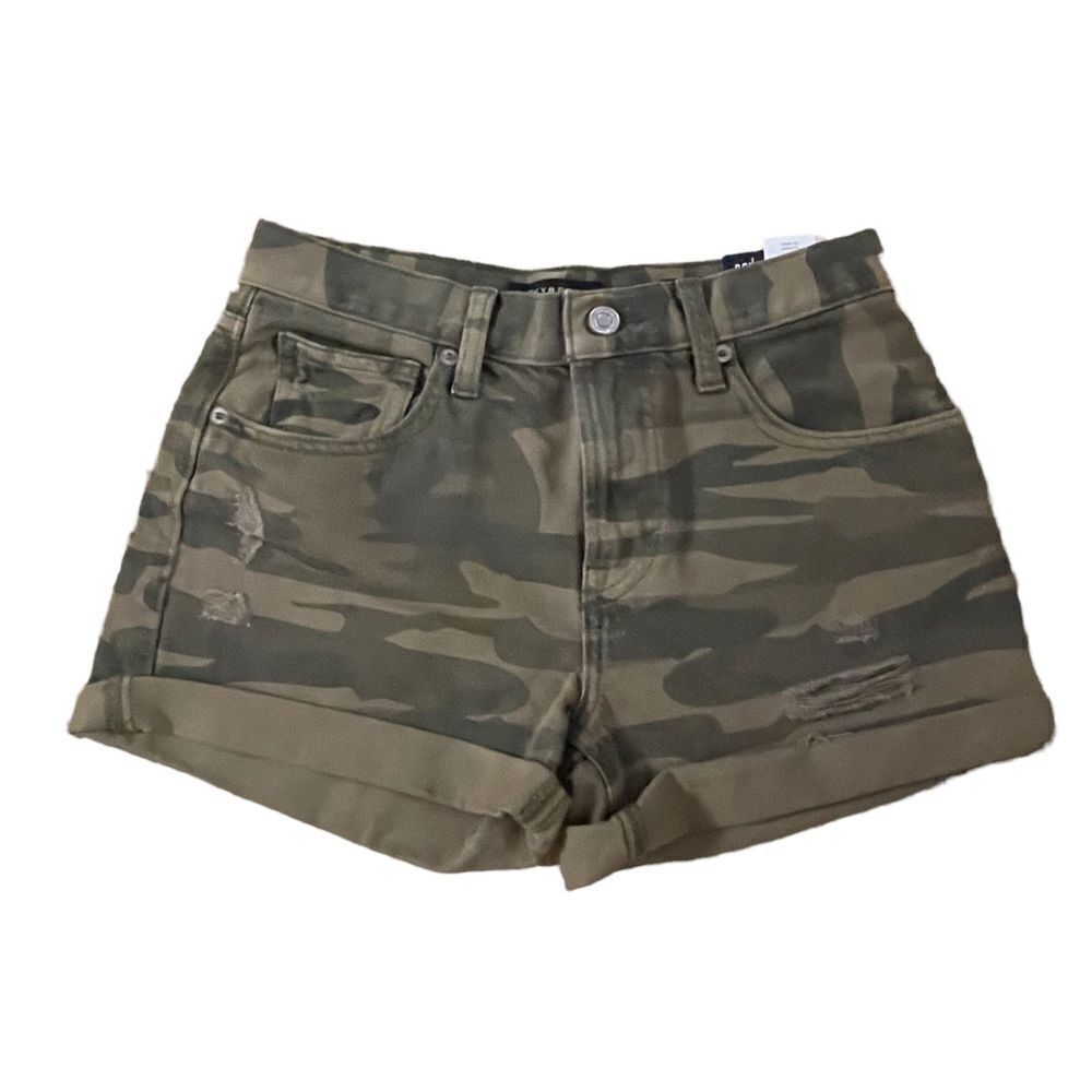 Lucky Brand  Camo Denim Shorts  Relaxed Fit  Size 24  Nwt